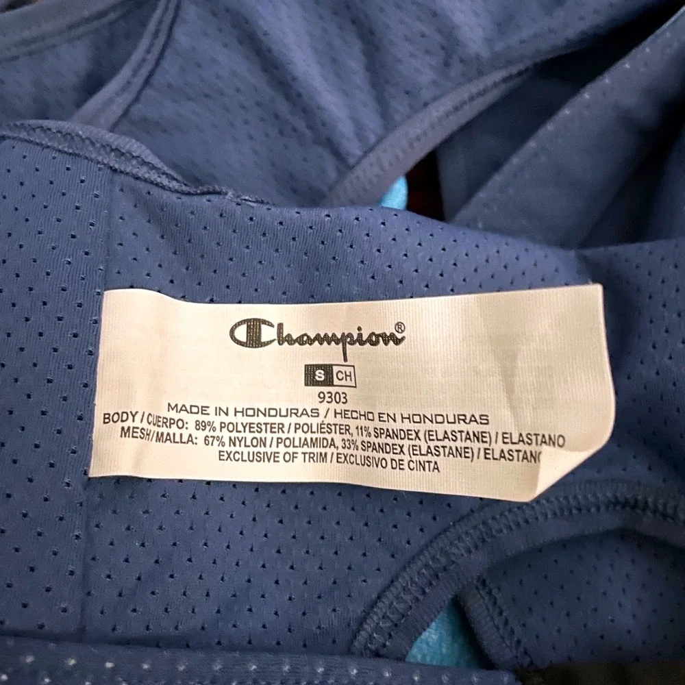 Champion Womens Blue Heather Mesh‎ Racerback Sports Bra Size Small Breathable